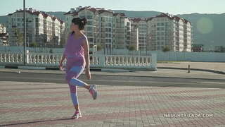 See-through camel-toe leggings und transparentem tank top